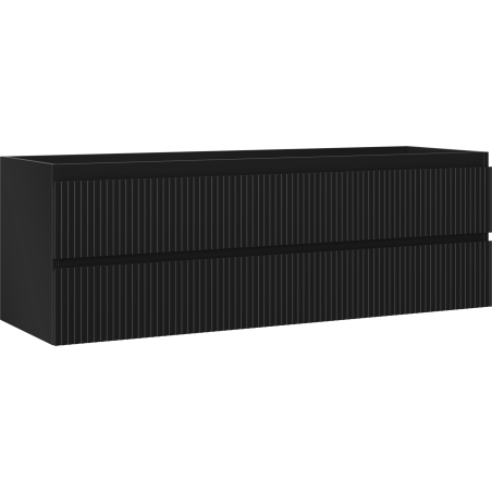 Mexen Rivel шкаф за баня под умивалник 140 см, 2 чекмеджета, набразден, черен мат - 91A20-14047-2-BFF71