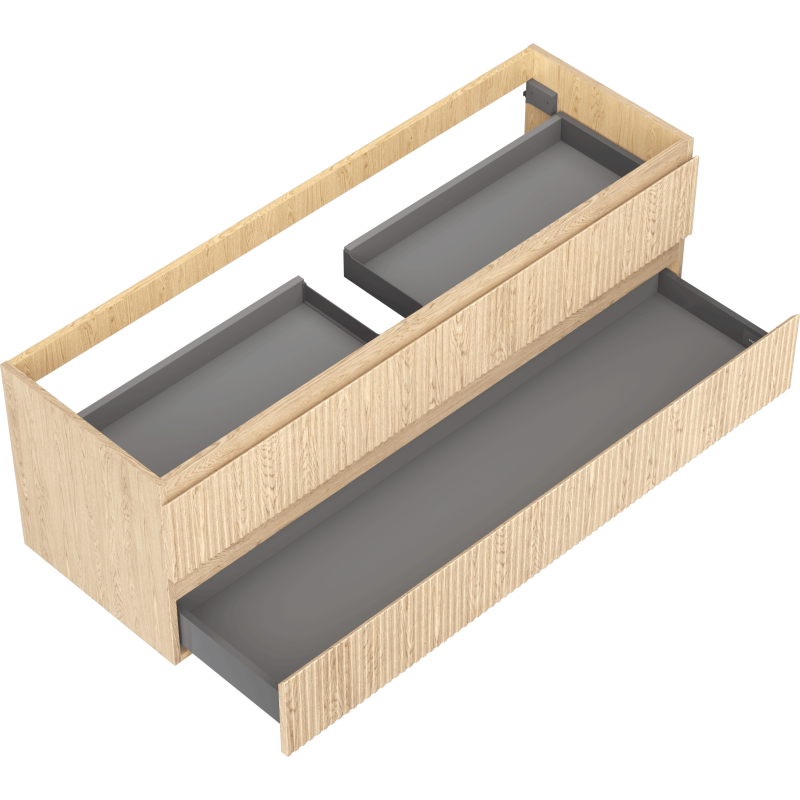 Mexen Rivel шкафче за баня под умивалник 140 см, 2 чекмеджета, набраздено, дъб