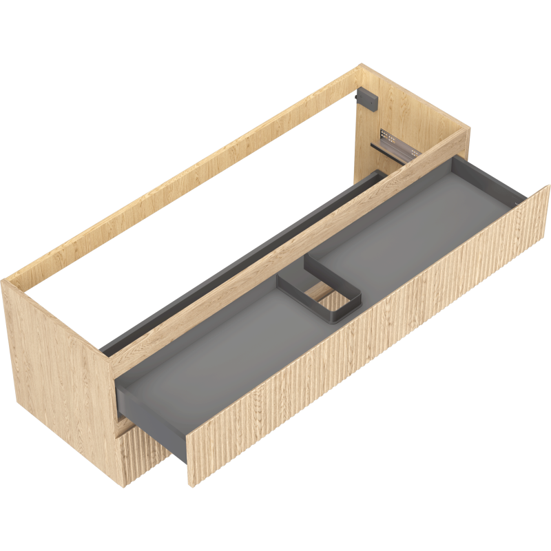 Mexen Rivel шкафче за баня под умивалник 140 см, 2 чекмеджета, набраздено, дъб