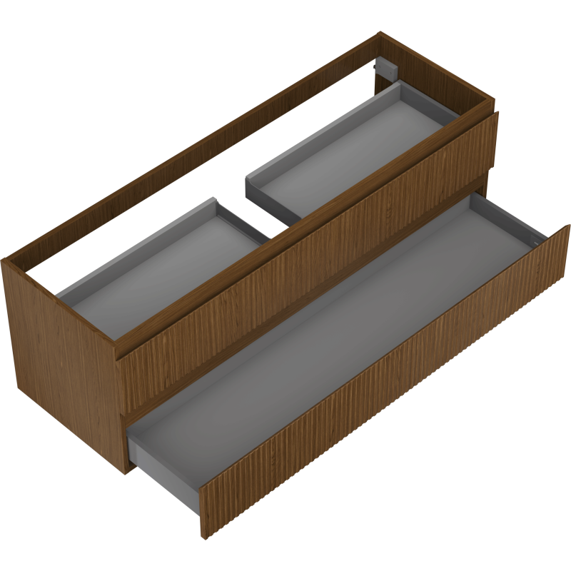 Mexen Rivel шкаф за баня под умивалник 140 см, 2 чекмеджета, оребрен, орех