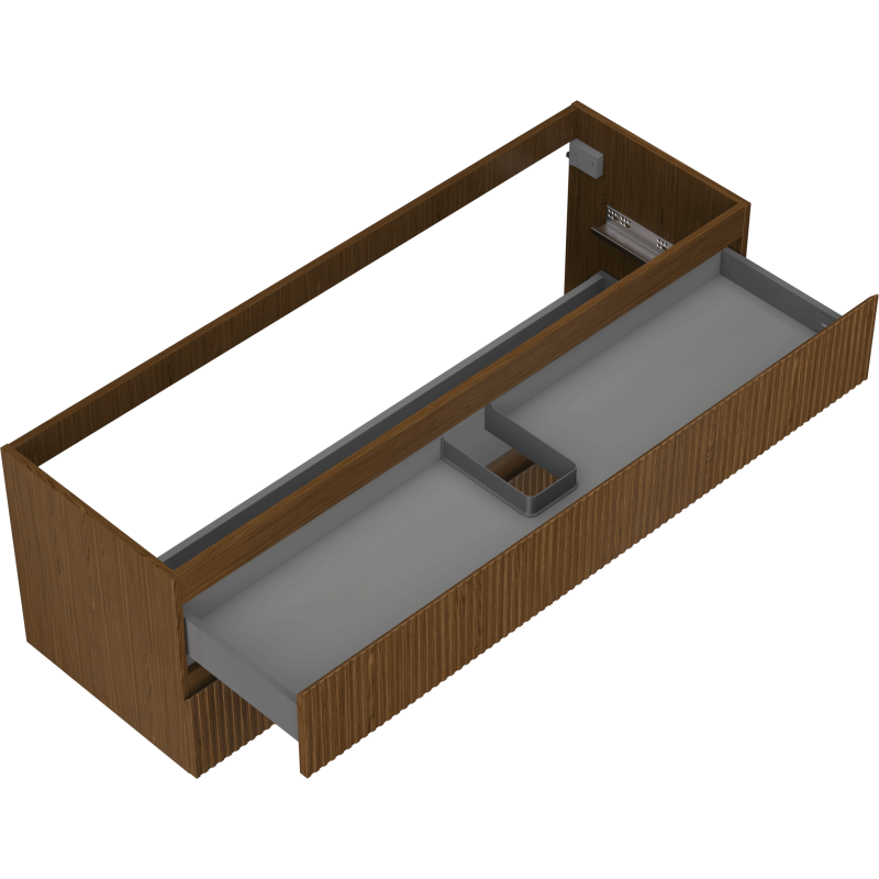 Mexen Rivel шкаф за баня под умивалник 140 см, 2 чекмеджета, оребрен, орех