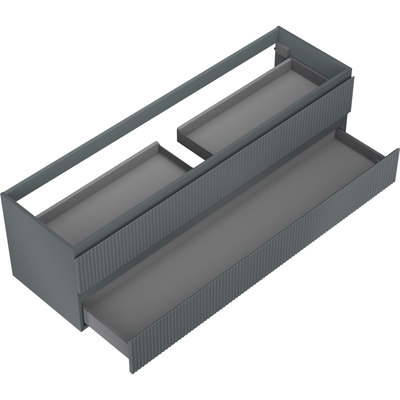 Mexen Rivel шкаф за баня под мивка 160 см, 2 чекмеджета, оребрен, графит мат