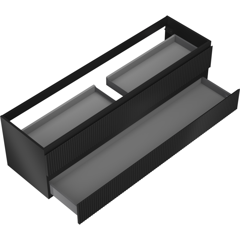 Mexen Rivel баня шкаф под мивка 160 см, 2 чекмеджета, оребрен, черен мат - 91A20-16047-2-BFF71