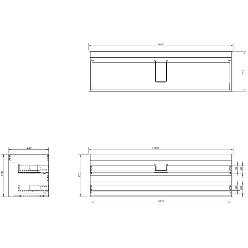 Mexen Rivel шкаф за баня под мивка 160 cm, 2 чекмеджета, набраздена, орех - 91A20-16047-2-BFF86