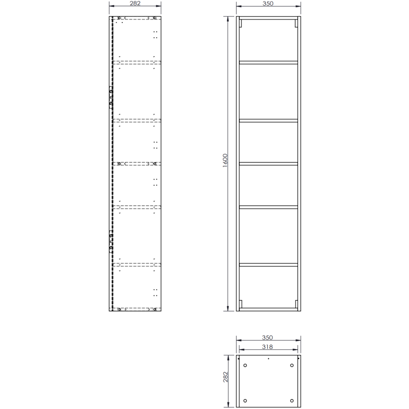 Mexen Rivel колона за баня 35 см, 1 врата, рифелована, бял мат - 91A21-03016-1-BF01