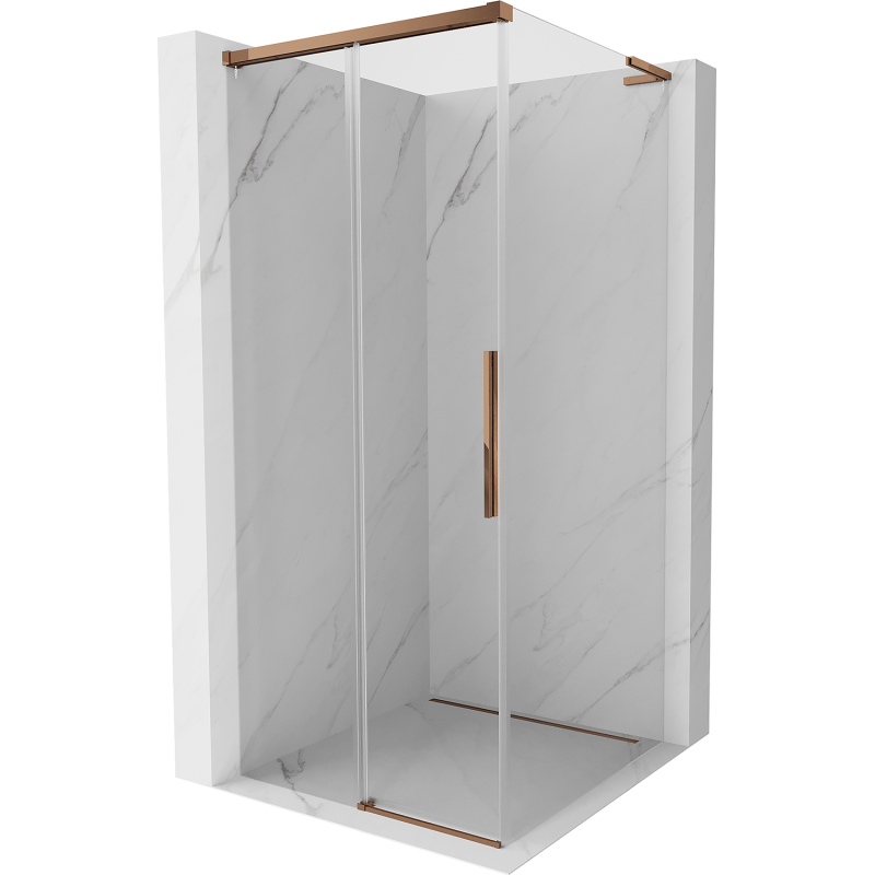 Mexen Rox L плъзгаща се душ кабина 100 x 100 см, прозрачна, розово злато - 8C2L-100-100-60-00
