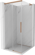 Mexen Rox L плъзгаща се душ кабина 100 x 100 см, прозрачна, четкована мед - 8C2L-100-100-65-00