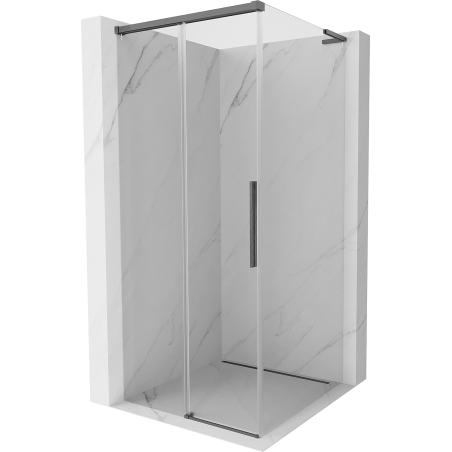 Mexen Rox L плъзгаща се душ кабина 95 x 95 см, прозрачна, четкана в цвят gun gray - 8C2L-095-095-66-00