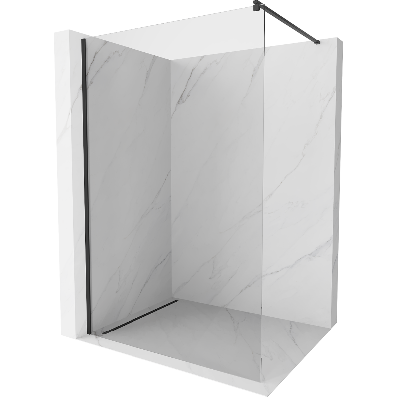 Mexen Kioto Walk-in душова стена 80 x 200 см, прозрачна 8 мм, черна - 800-080-101-70-00