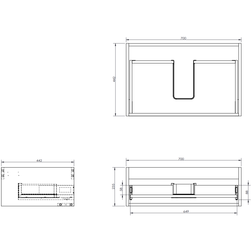 Mexen Orio шкаф за баня под мивка 70 см с плот, 1 чекмедже, лъскаво черно - 91A10-07023-1-BFC70