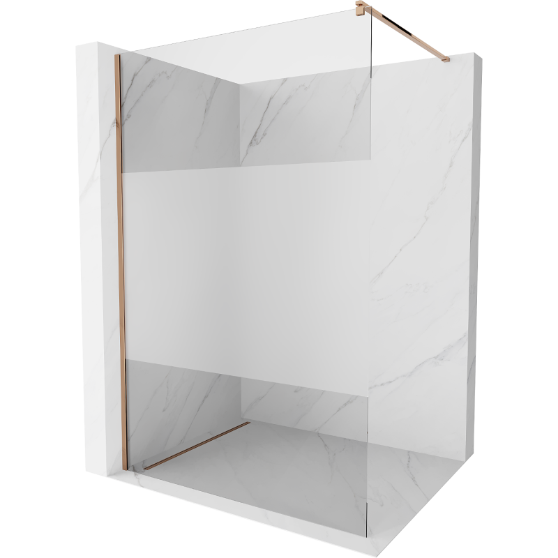 Mexen Kioto стена за душ Kabina Walk-in 120 x 200 см, прозрачно/матово 8 мм, розово злато - 800-120-101-60-35