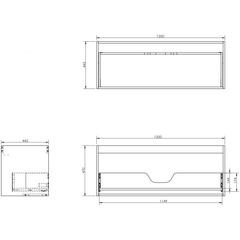 Mexen Orio шкаф за баня под мивка 120 см с плот, 1 чекмедже, графит мат - 91A10-12047-1-BFC66