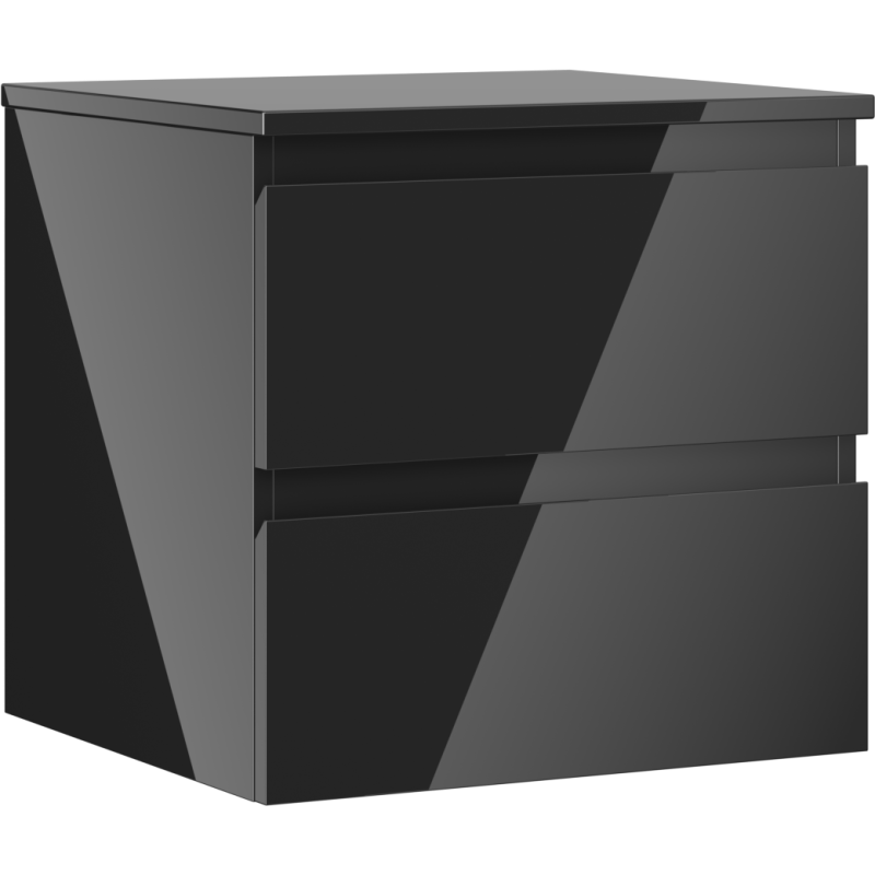 Mexen Orio шкаф за баня под мивка 50 см с плот, 2 чекмеджета, черен гланц - 91A10-05047-2-BFFC70