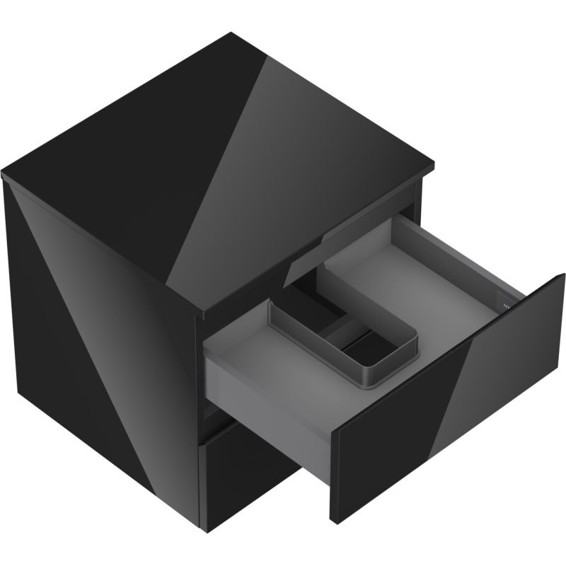 Mexen Orio шкаф за баня под мивка 50 см с плот, 2 чекмеджета, черен гланц - 91A10-05047-2-BFFC70