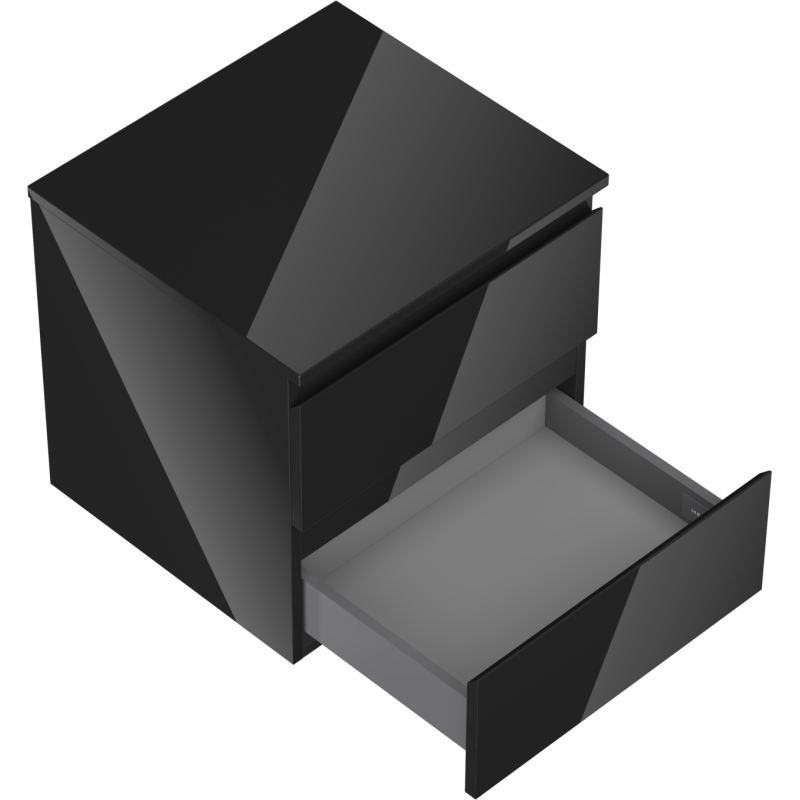 Mexen Orio шкаф за баня под мивка 50 см с плот, 2 чекмеджета, черен гланц - 91A10-05047-2-BFFC70