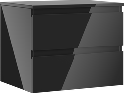 Mexen Orio шкаф баня под умивалник 60 см с плот, 2 чекмеджета, черен гланц - 91A10-06047-2-BFFC70