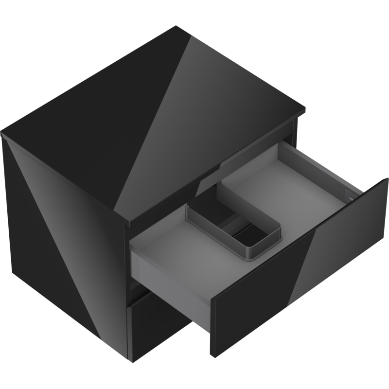 Mexen Orio шкаф баня под умивалник 60 см с плот, 2 чекмеджета, черен гланц - 91A10-06047-2-BFFC70