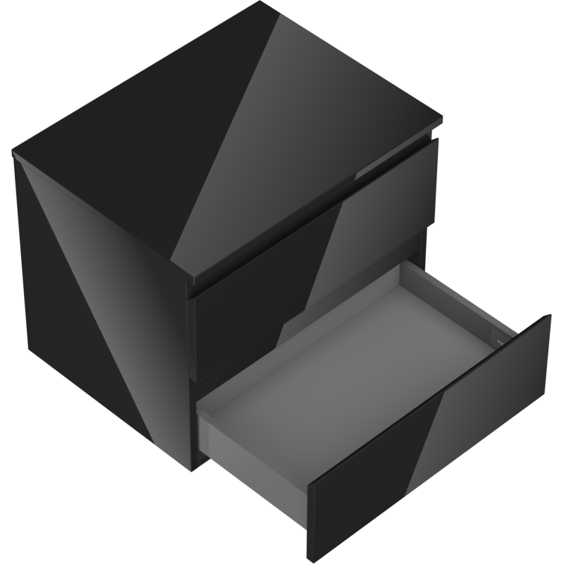 Mexen Orio шкаф баня под умивалник 60 см с плот, 2 чекмеджета, черен гланц - 91A10-06047-2-BFFC70