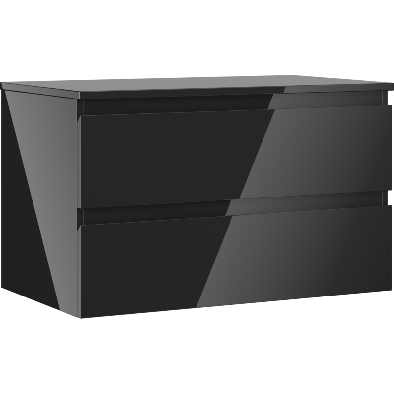 Mexen Orio шкаф за баня за мивка 80 см с плот, 2 чекмеджета, черен гланц - 91A10-08047-2-BFFC70