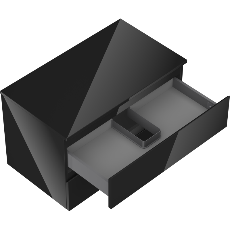 Mexen Orio шкаф за баня за мивка 80 см с плот, 2 чекмеджета, черен гланц - 91A10-08047-2-BFFC70