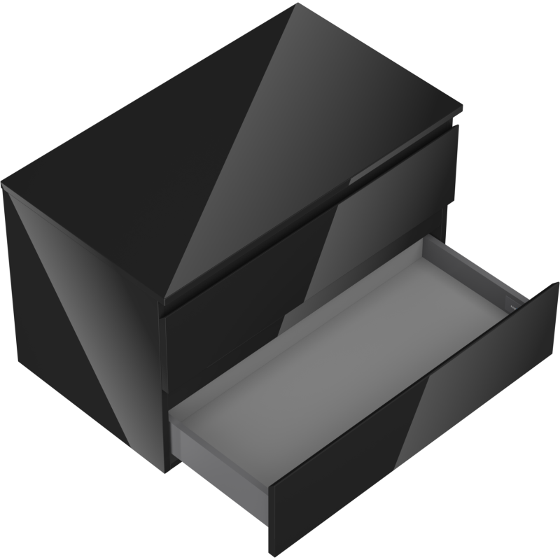 Mexen Orio шкаф за баня за мивка 80 см с плот, 2 чекмеджета, черен гланц - 91A10-08047-2-BFFC70