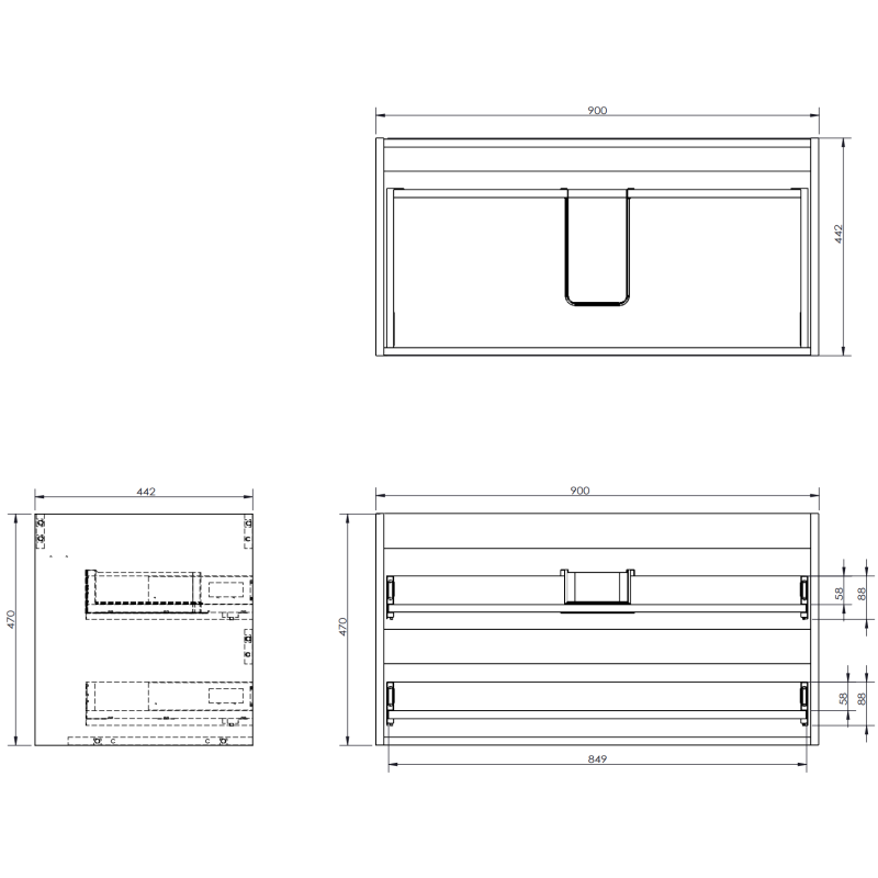 Mexen Orio шкаф за баня под мивка 90 см с плот, 2 чекмеджета, бял мат - 91A10-09047-2-BFFC01