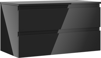 Mexen Orio шкаф за баня под мивка 90 см с плот, 2 чекмеджета, черен гланц - 91A10-09047-2-BFFC70
