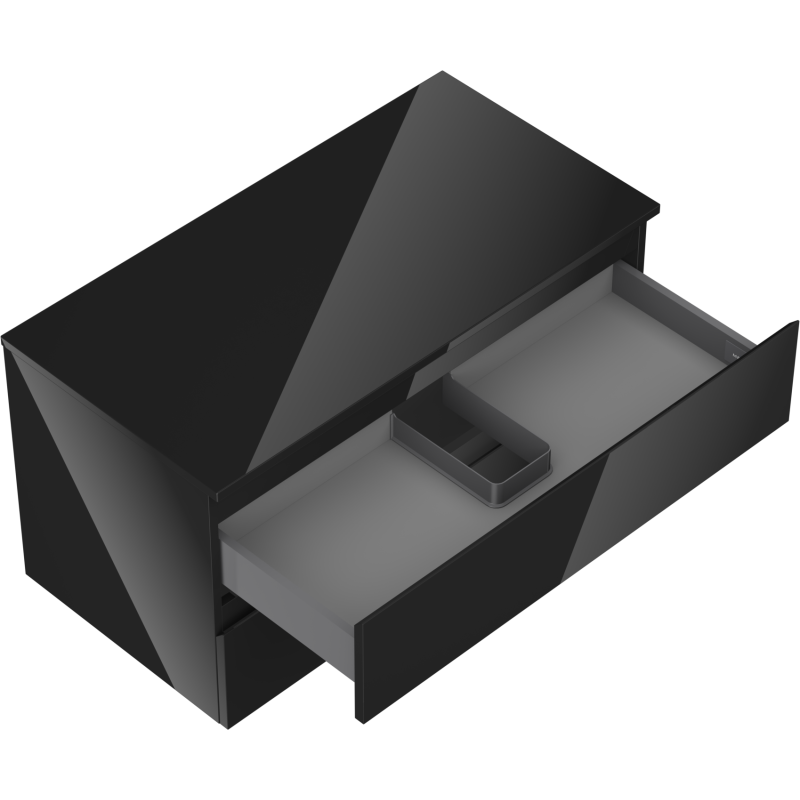 Mexen Orio шкаф за баня под мивка 90 см с плот, 2 чекмеджета, черен гланц - 91A10-09047-2-BFFC70