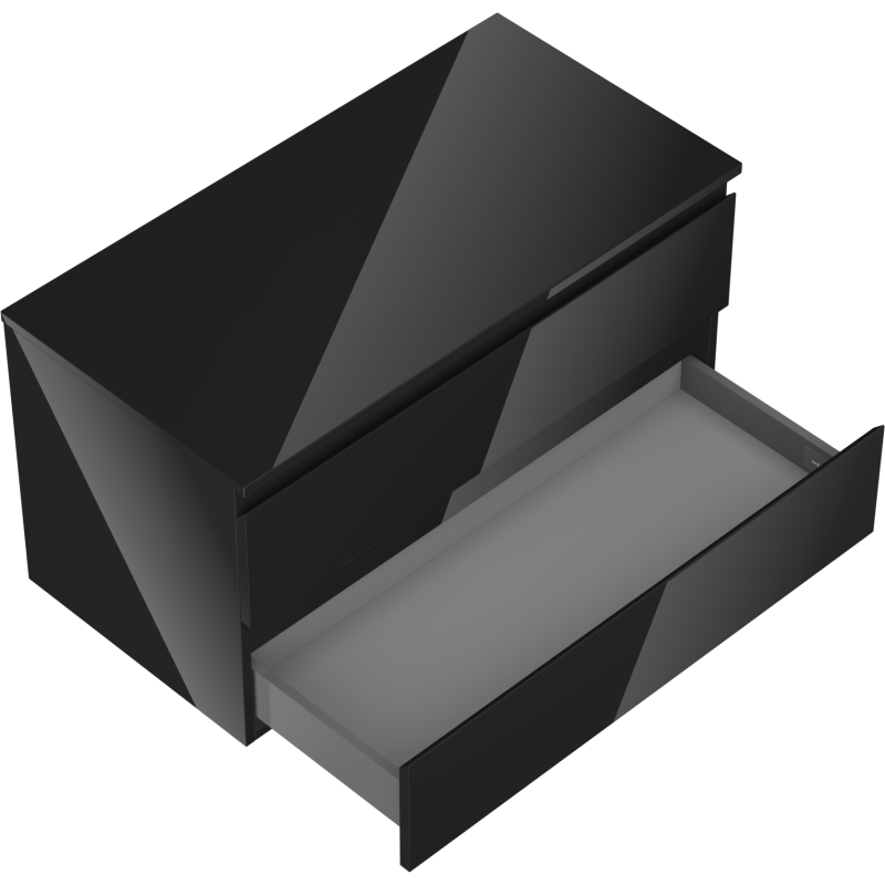 Mexen Orio шкаф за баня под мивка 90 см с плот, 2 чекмеджета, черен гланц - 91A10-09047-2-BFFC70