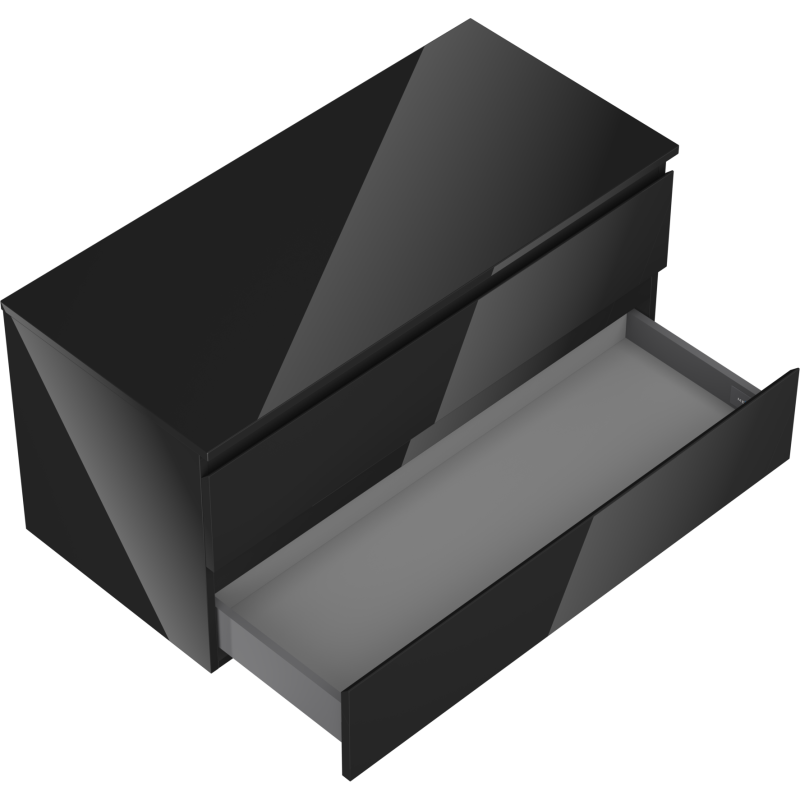 Mexen Orio баня шкаф под умивалник 100 см с плот, 2 чекмеджета, черен гланц - 91A10-10047-2-BFFC70