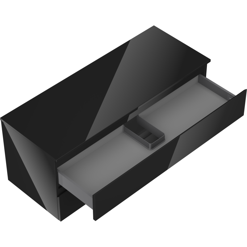 Mexen Orio, баня, шкаф под мивка, 120 см, с плот, 2 чекмеджета, черен блясък - 91A10-12047-2-BFFC70