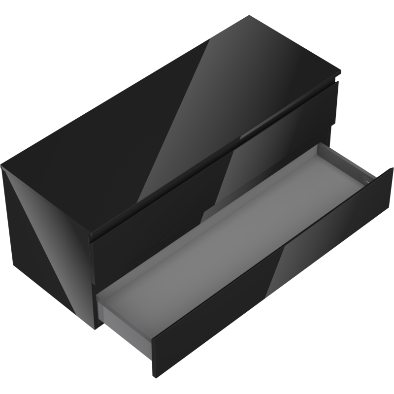 Mexen Orio, баня, шкаф под мивка, 120 см, с плот, 2 чекмеджета, черен блясък - 91A10-12047-2-BFFC70