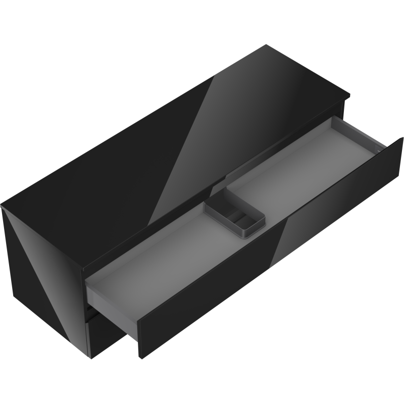 Mexen Orio шкаф за баня под умивалник 140 см с плот, 2 чекмеджета, черен гланц - 91A10-14047-2-BFFC70
