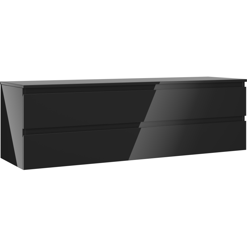 Mexen Orio баня шкаф под мивка 160 см с плот, 2 чекмеджета, черен гланц - 91A10-16047-2-BFFC70