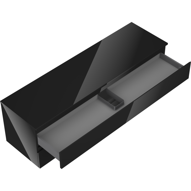 Mexen Orio баня шкаф под мивка 160 см с плот, 2 чекмеджета, черен гланц - 91A10-16047-2-BFFC70