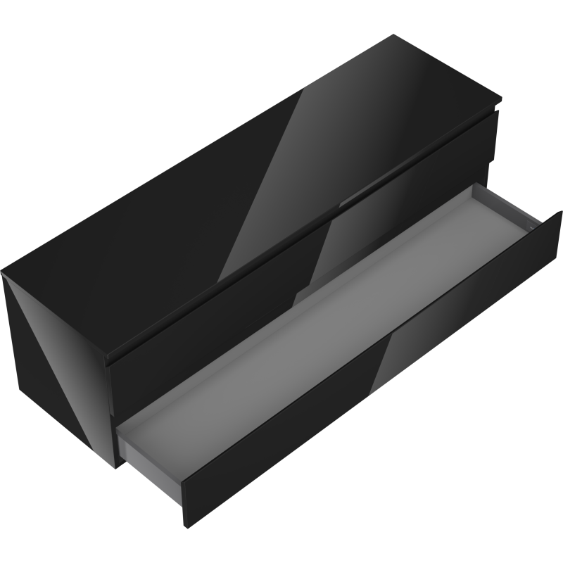 Mexen Orio баня шкаф под мивка 160 см с плот, 2 чекмеджета, черен гланц - 91A10-16047-2-BFFC70