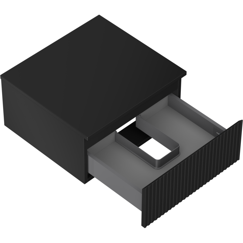 Mexen Rivel шкаф за баня под мивка 50 см с плот, 1 чекмедже, набразден, черен мат - 91A20-05023-1-BFC71