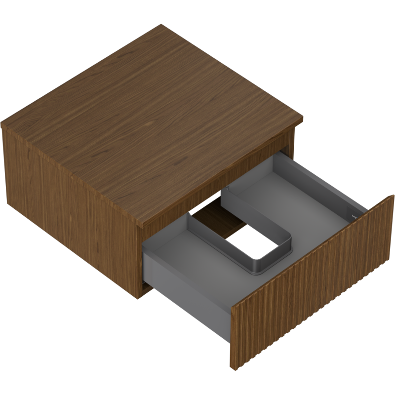 Mexen Rivel шкаф за баня под мивка 50 см с плот, 1 чекмедже, оребрен, орех - 91A20-05023-1-BFC86