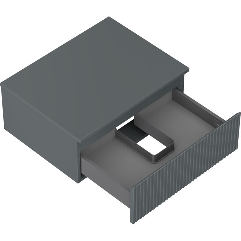 Mexen Rivel шкаф за баня с плот 60 см, 1 чекмедже, оребрена, мат графит - 91A20-06023-1-BFC66