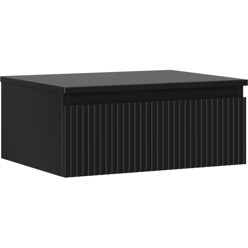 Mexen Rivel шкаф за баня под мивка 60 см с плот, 1 чекмедже, релефен, черен мат - 91A20-06023-1-BFC71