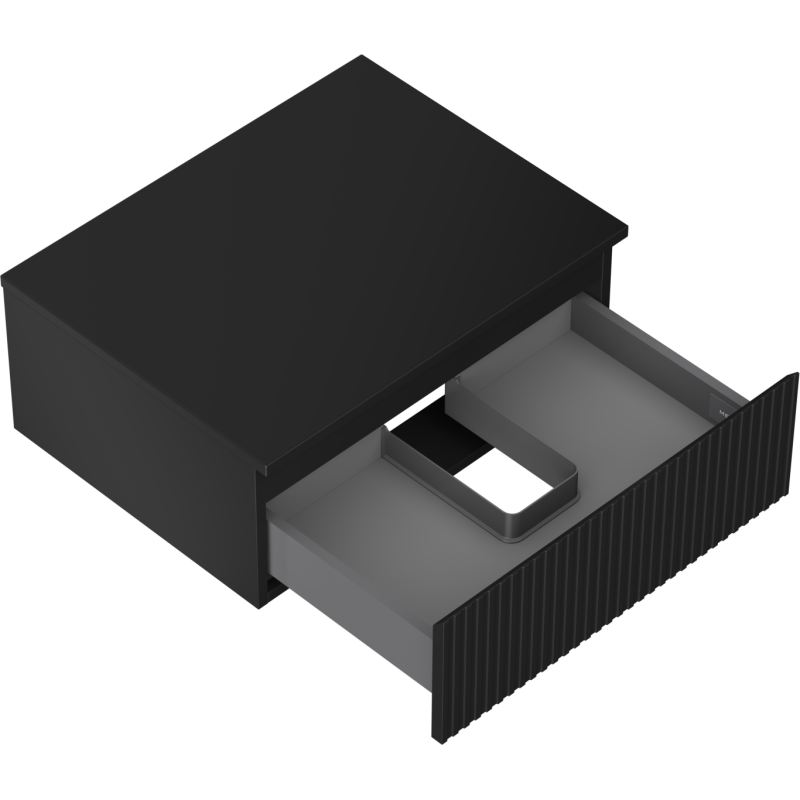 Mexen Rivel шкаф за баня под мивка 60 см с плот, 1 чекмедже, релефен, черен мат - 91A20-06023-1-BFC71