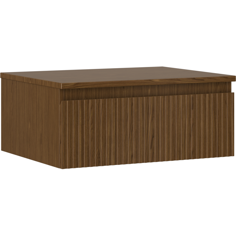 Mexen Rivel шкафче за баня с умивалник 60 см с плот, 1 чекмедже, гофриран, орех - 91A20-06023-1-BFC86