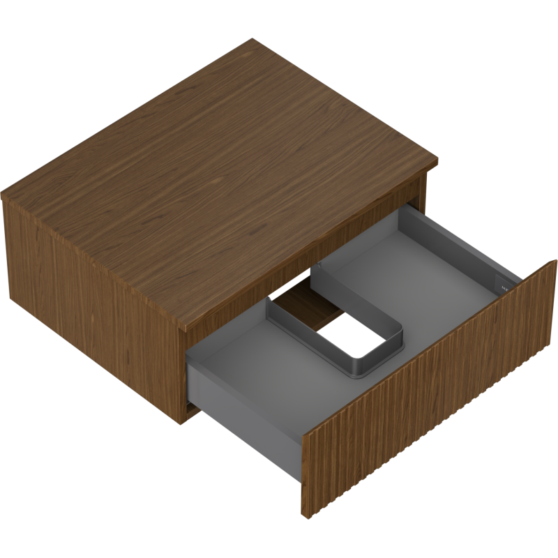 Mexen Rivel шкафче за баня с умивалник 60 см с плот, 1 чекмедже, гофриран, орех - 91A20-06023-1-BFC86