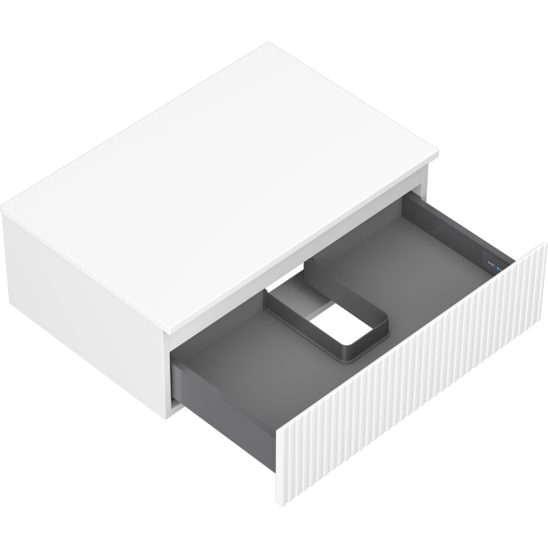 Mexen Rivel шкафче за баня под мивка 70 см с плот, 1 чекмедже, релефно, бяло