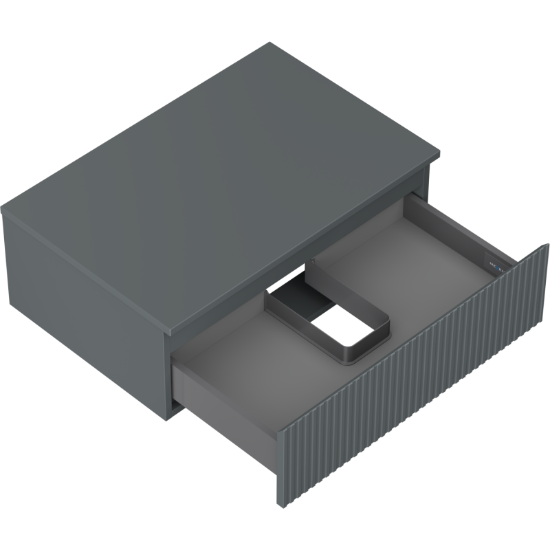 Mexen Rivel шкаф за баня с плот 70 см, 1 чекмедже, гофриран, графит мат - 91A20-07023-1-BFC66