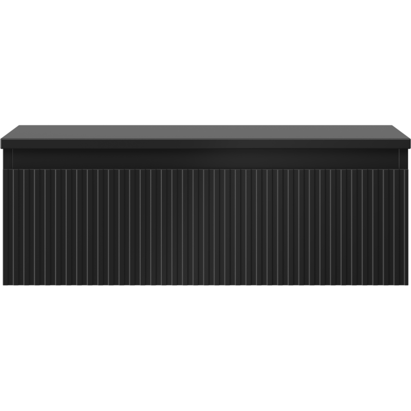 Mexen Rivel шкаф за баня под мивка 70 см с плот, 1 чекмедже, оребрен, черно мат