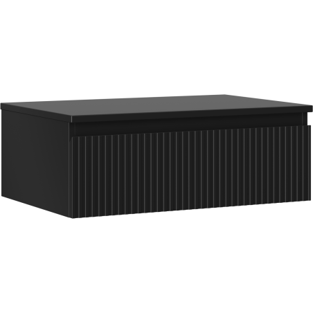 Mexen Rivel шкаф за баня под мивка 70 см с плот, 1 чекмедже, оребрен, черно мат