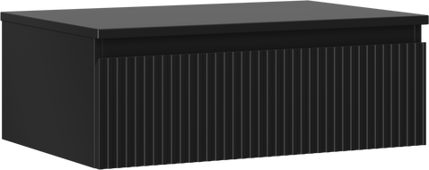 Mexen Rivel шкаф за баня под мивка 70 см с плот, 1 чекмедже, оребрен, черно мат