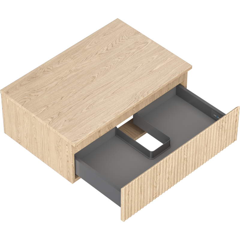 Mexen Rivel шкаф за баня под умивалник 70 см с плот, 1 чекмедже, релефна, дъб - 91A20-07023-1-BFC81