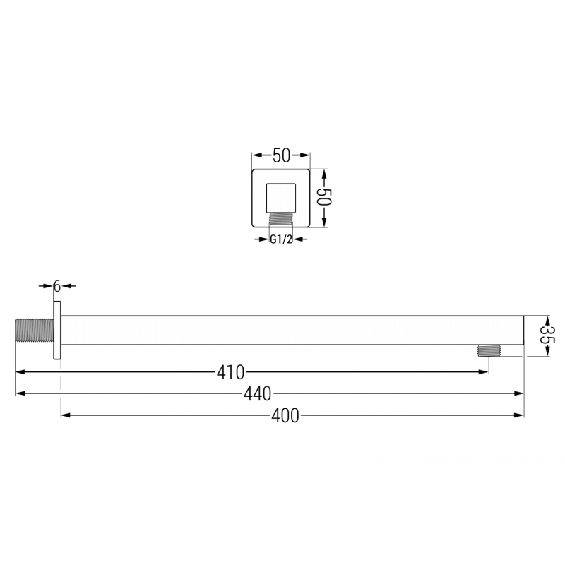 Mexen стенна душова ръка 40 см хром - 79111-00